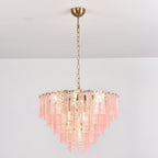 Pink Ridged Glass Rectangle Chandelier product image