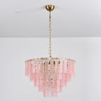 Pink Ridged Glass Rectangle Chandelier product image