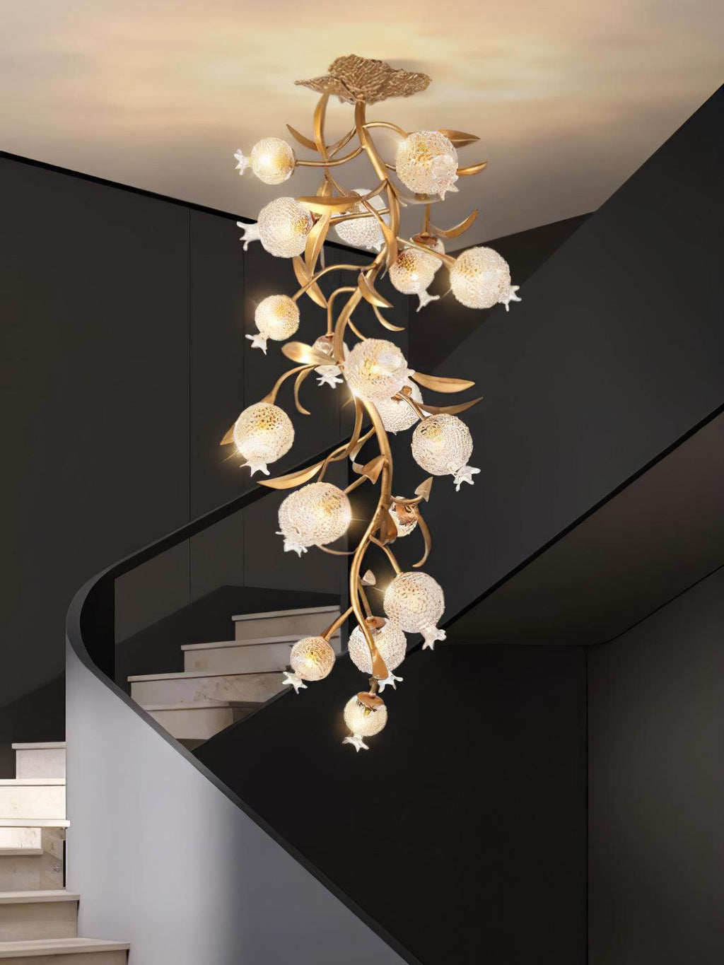 Pomegranate Brass Branch Chandelier by Bling Lighting Studio