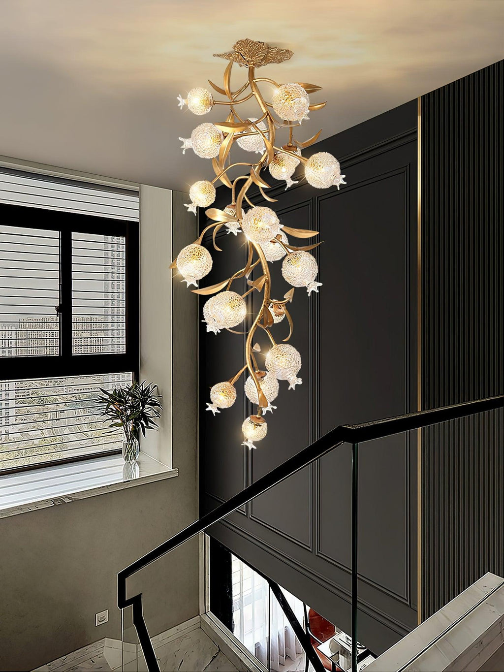 Pomegranate Brass Branch Chandelier by Bling Lighting Studio