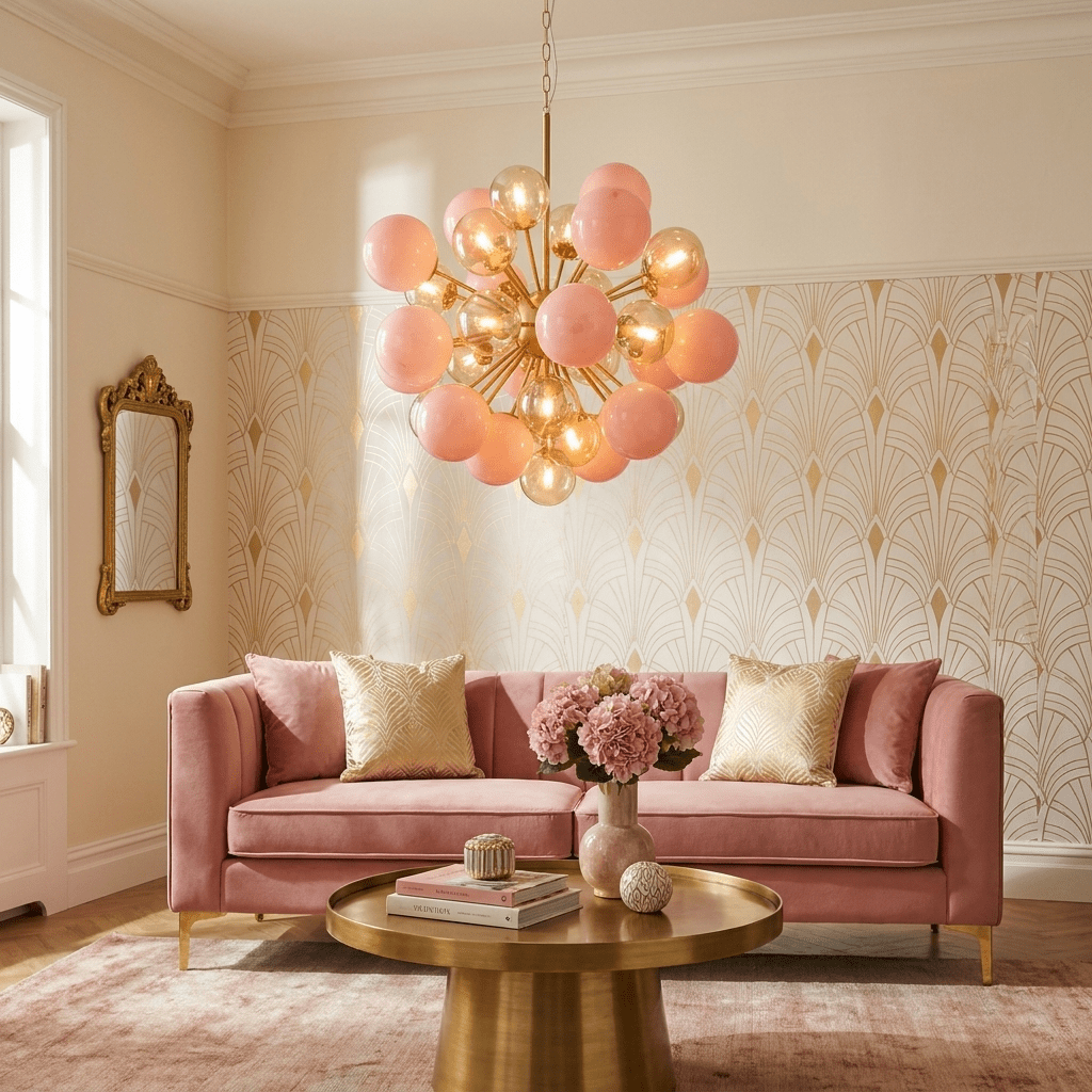 Pomelia Murano Glass Globe Sputnik Chandelier