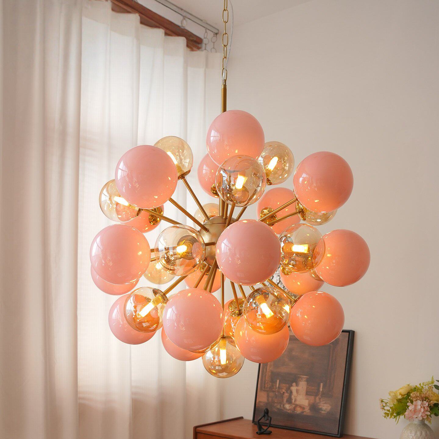 Pomelia Murano Glass Globe Sputnik Chandelier