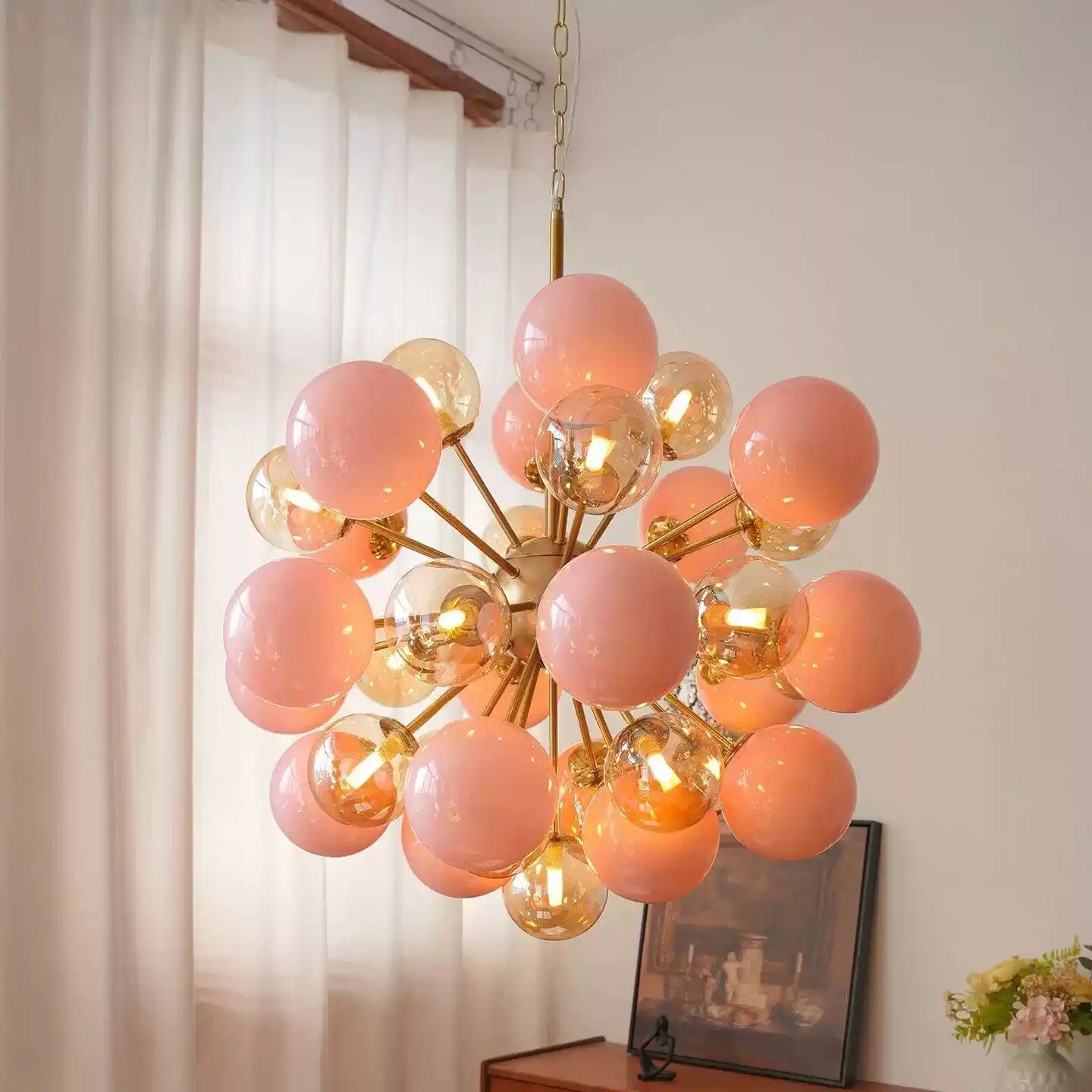 Pomelia Murano Glass Globe Sputnik Chandelier
