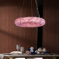 Cervine Quartz Stone Purple Primary Crystal Round Chandelier 20.5" 28.3" 36.2" 44" by Bling Lighting Studio