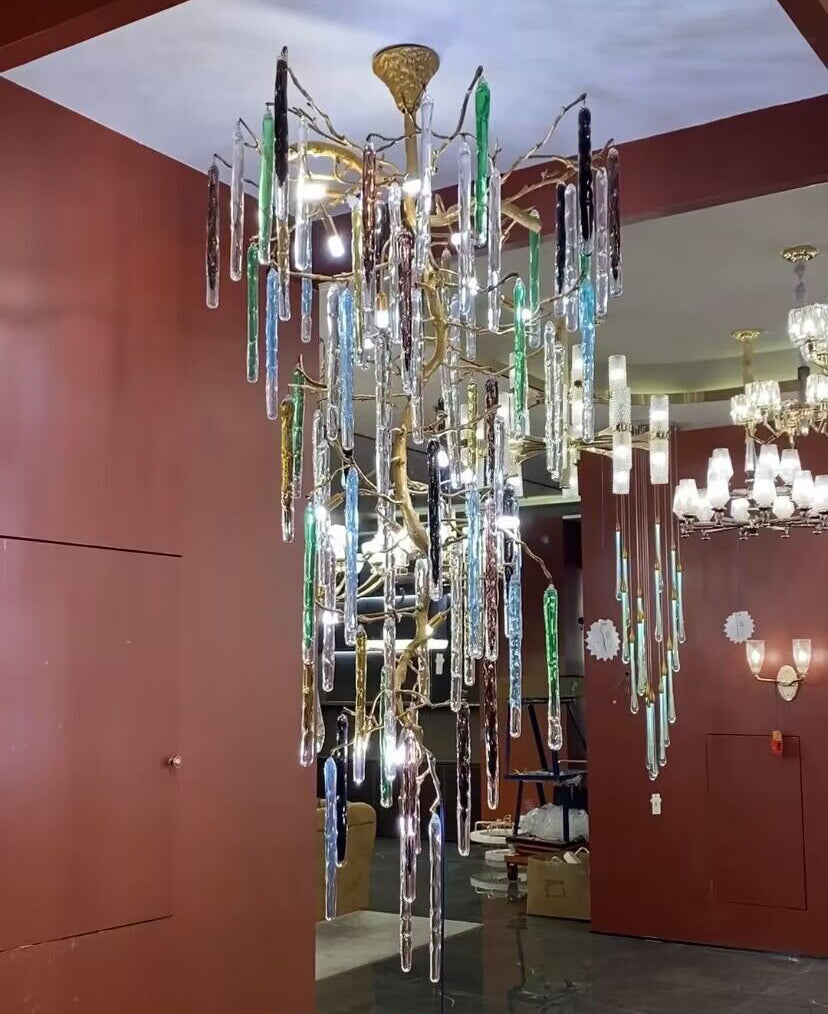 Verdant Crystal Colored Branch Column Chandelier by Bling Lighting Studio