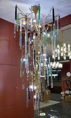 Verdant Crystal Branch Column Chandelier for Staircase product image