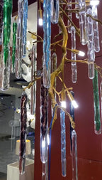 Verdant Crystal Branch Column Chandelier for Staircase material and finish detail