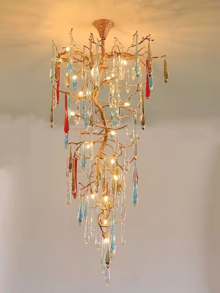 Verdant Crystal Colored Branch Column Chandelier by Bling Lighting Studio