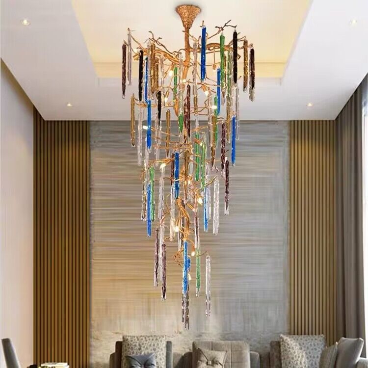 Verdant Crystal Colored Branch Column Chandelier by Bling Lighting Studio