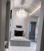 Light Luxury Silver Flower Branch Chandelier with Icicle Details by Bling Lighting Studio