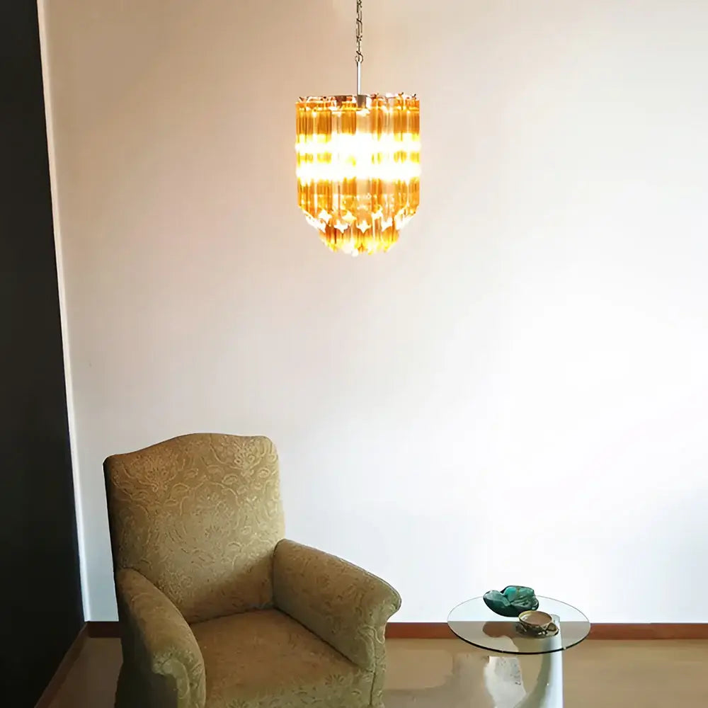 Quadriedri Murano Prisms Amber Transparent Chandelier detail view