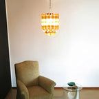Quadriedri Murano Prisms Amber Transparent Chandelier detail view
