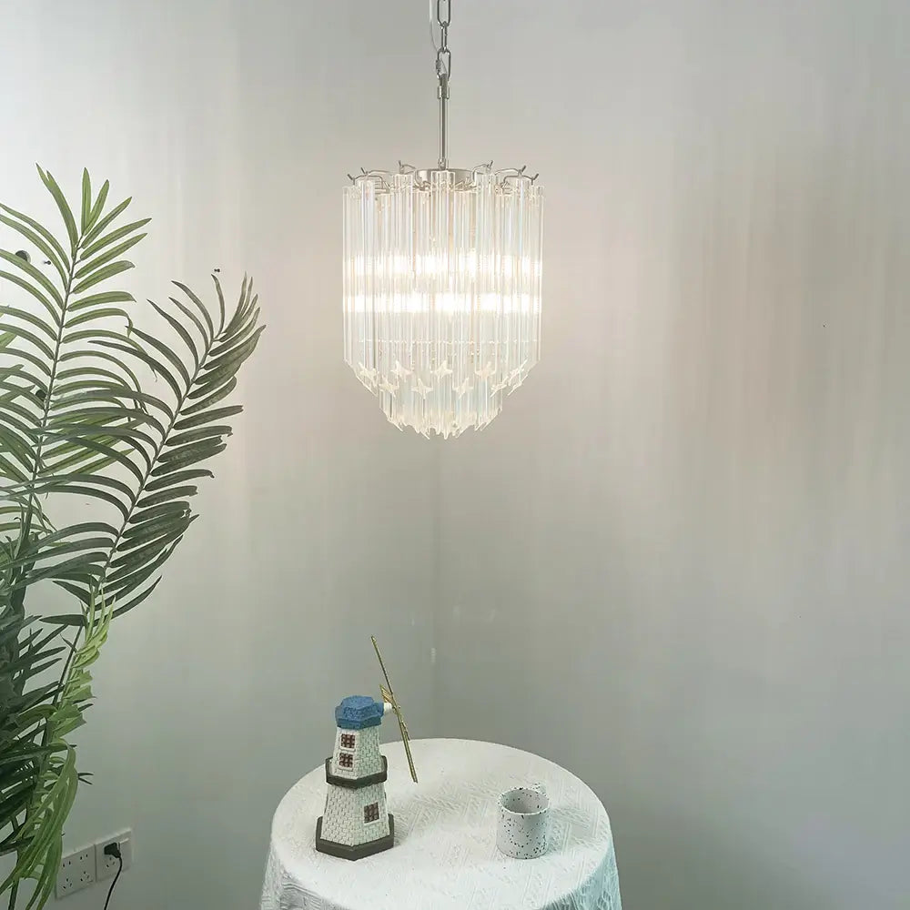 Quadriedri Murano Prisms Transparant Chandelier detail view