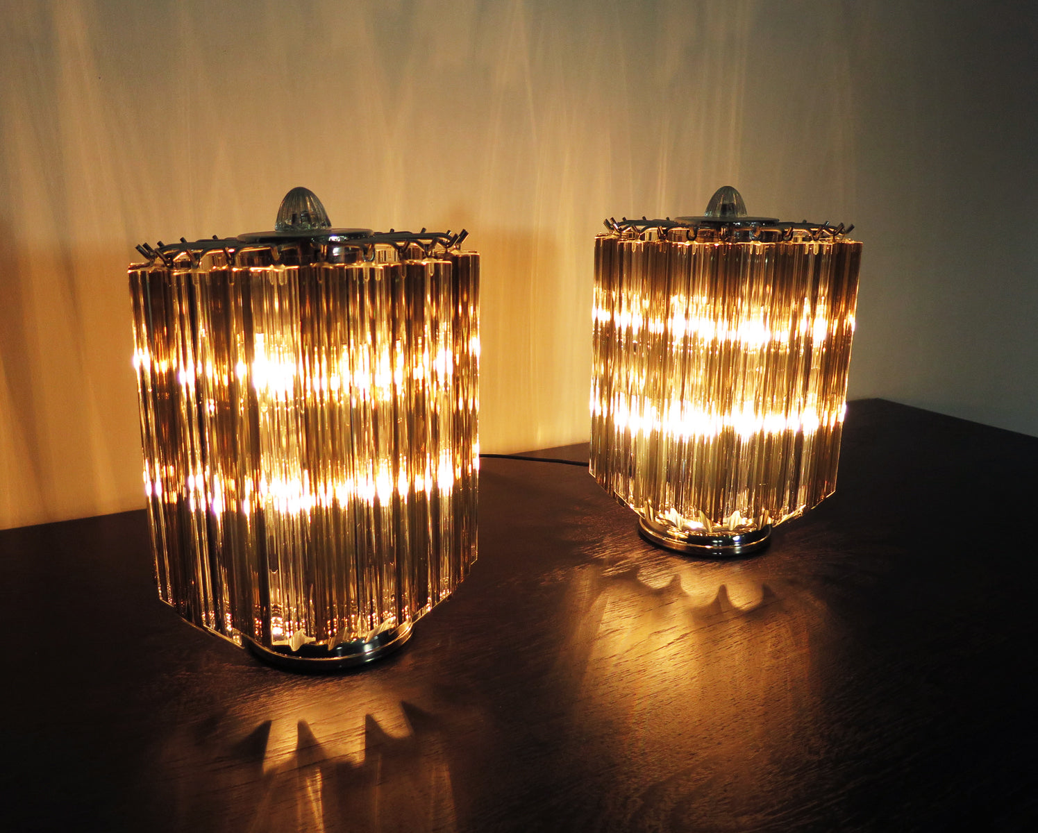 Murano Table Lamp | 24 Clear Smoked Prism Glass | Set of 2
