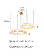LED Hexagon Marble Pendant Lamp | Double/Triple Ring Design