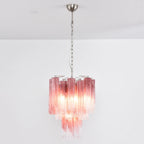 Gradient Red Murano Glass Tube Chandelier material and finish detail