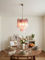 Gradient Red Murano Glass Tube Chandelier detail view
