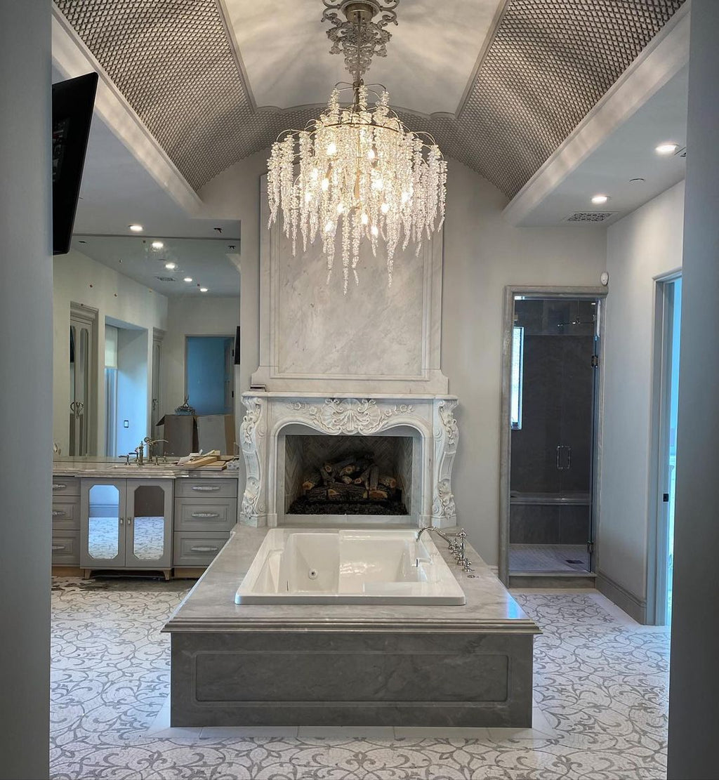 Silver Flower Branch Chandelier with Icicle Details product image