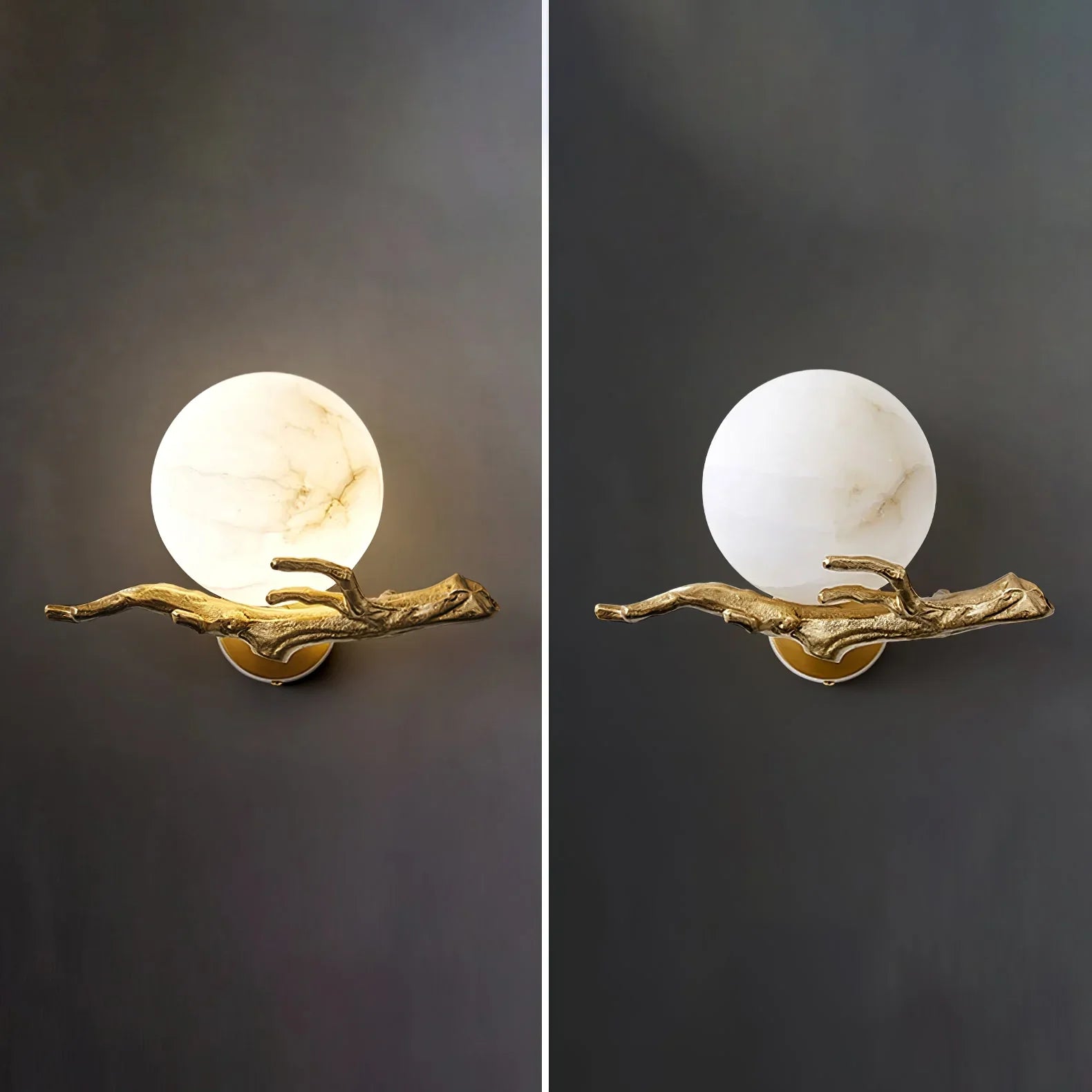 Retro Twigs Round Alabaster Branch Wall Lamp product image