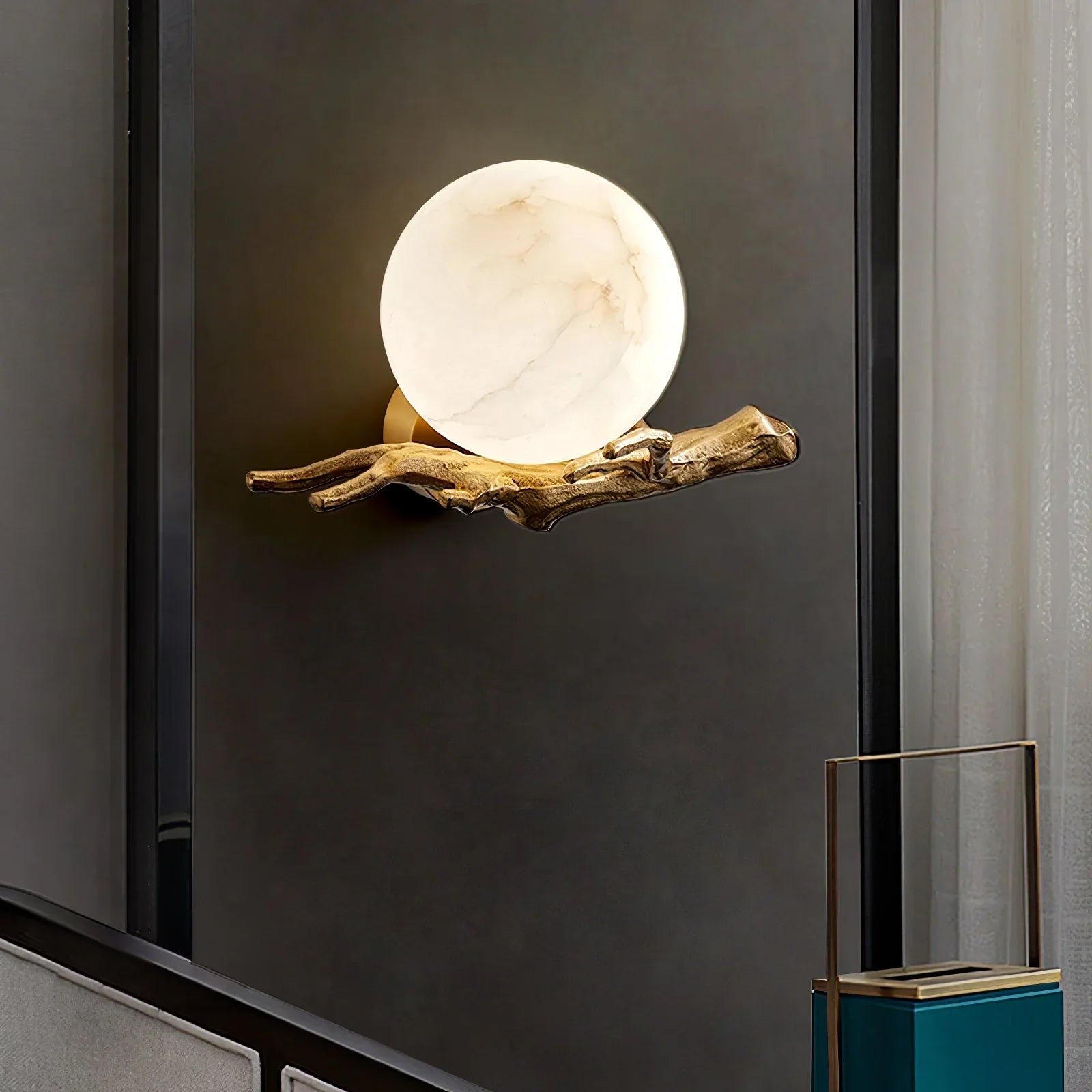 Retro Twigs Round Alabaster Branch Wall Lamp product image