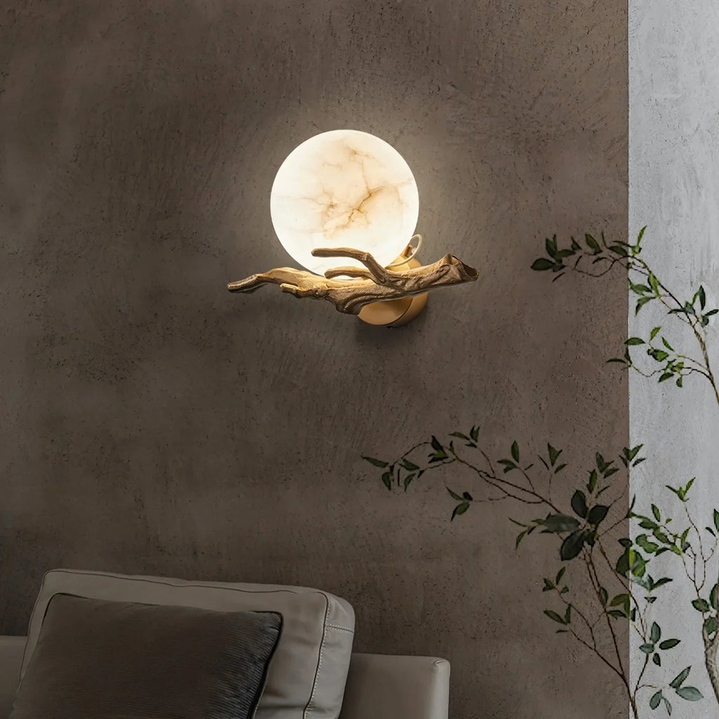 Retro Twigs Round Alabaster Branch Wall Lamp product image