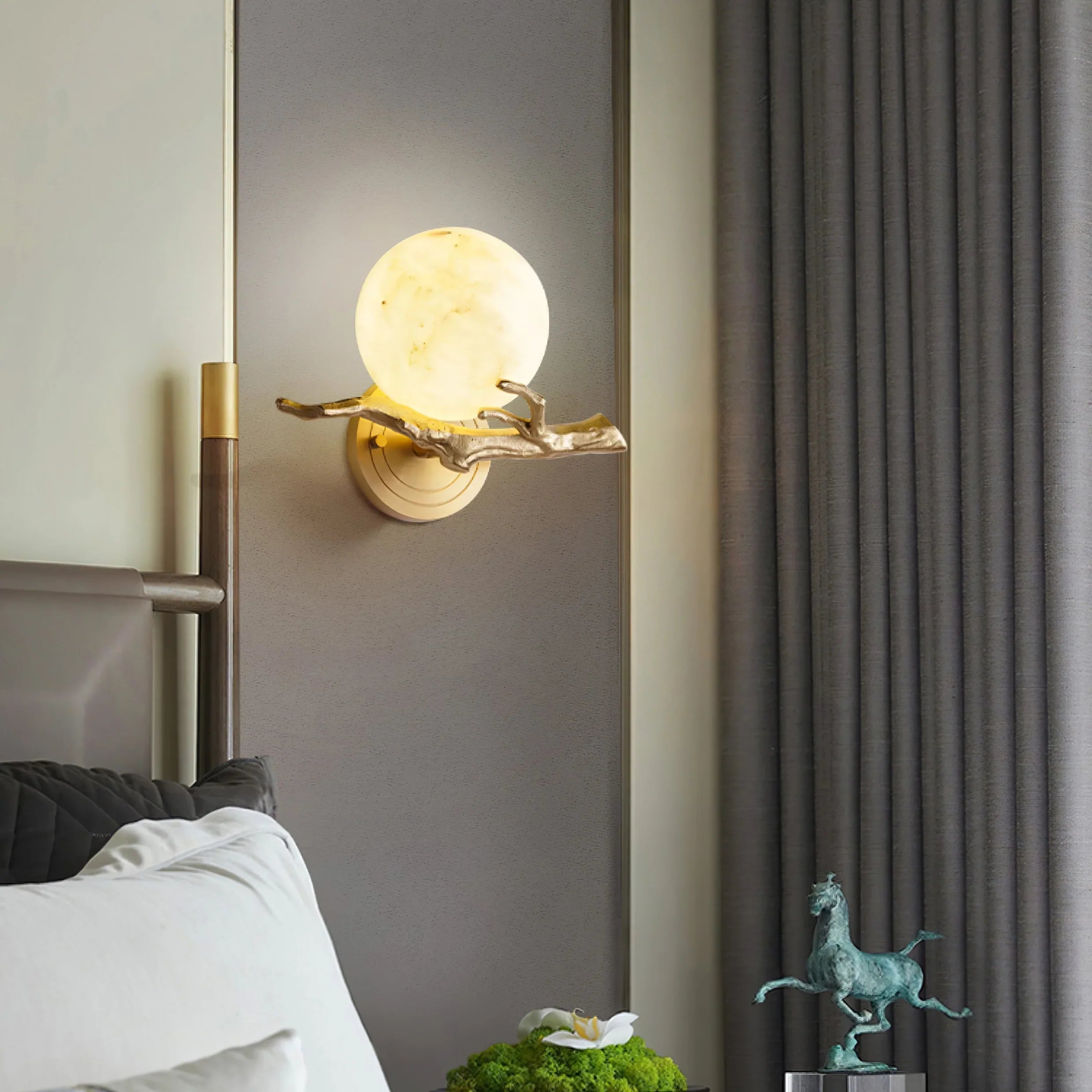 Retro Twigs Round Alabaster Branch Wall Lamp product image