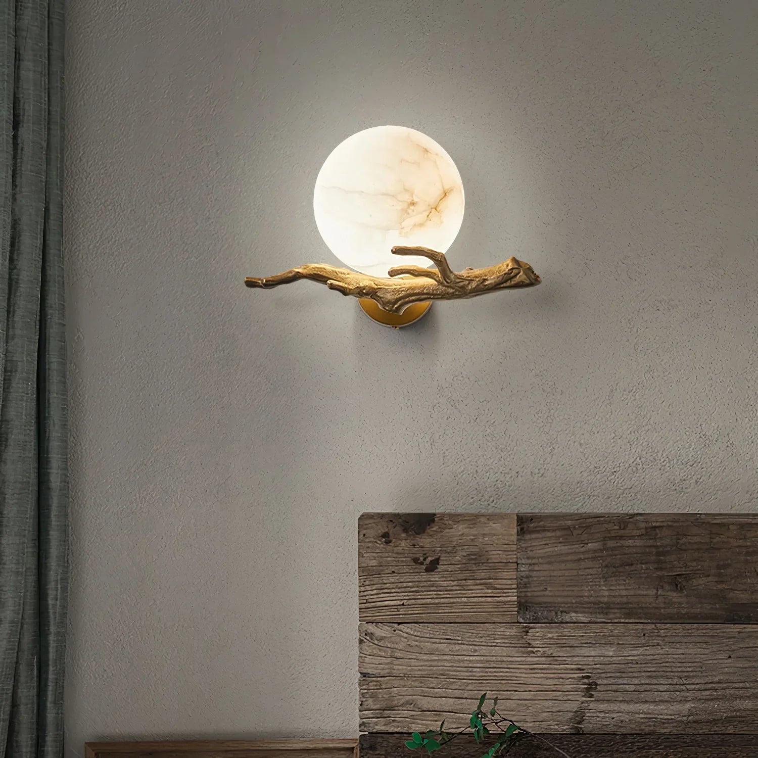 Retro Twigs Round Alabaster Branch Wall Lamp product image