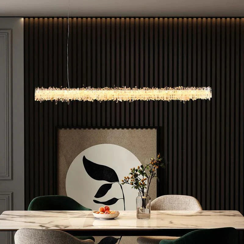 Patton Modern Rock Crystal Linear Chandelier,Island Chandelier by Bling Lighting Studio