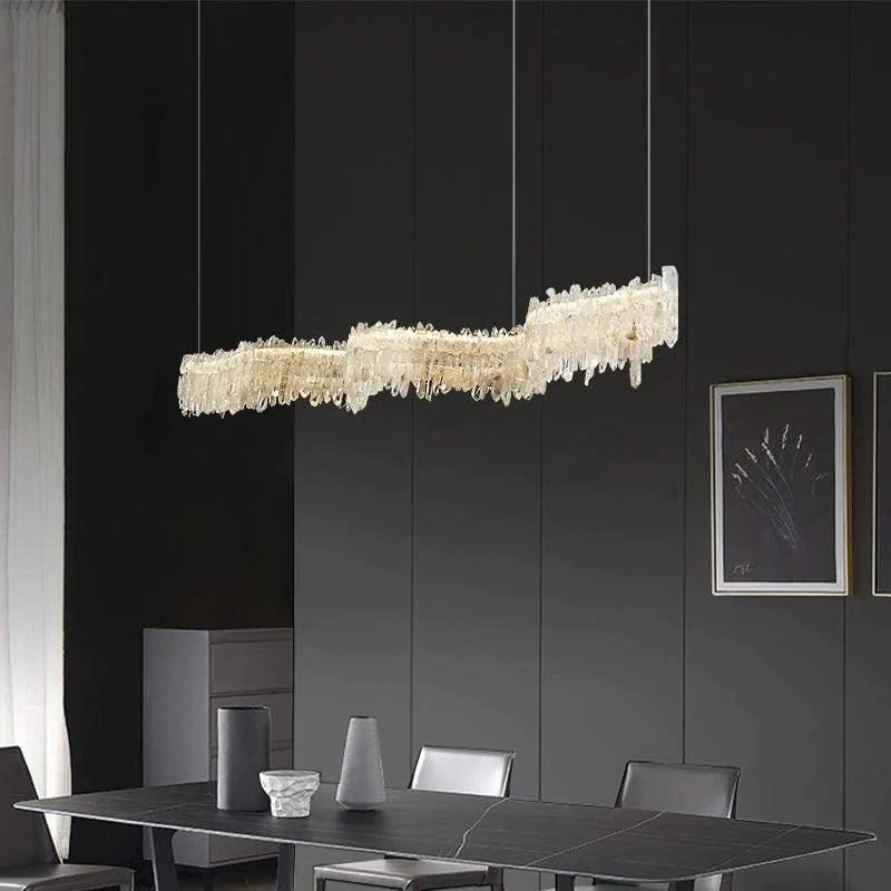 Patton Modern Rock Crystal Linear Chandelier,Island Chandelier by Bling Lighting Studio