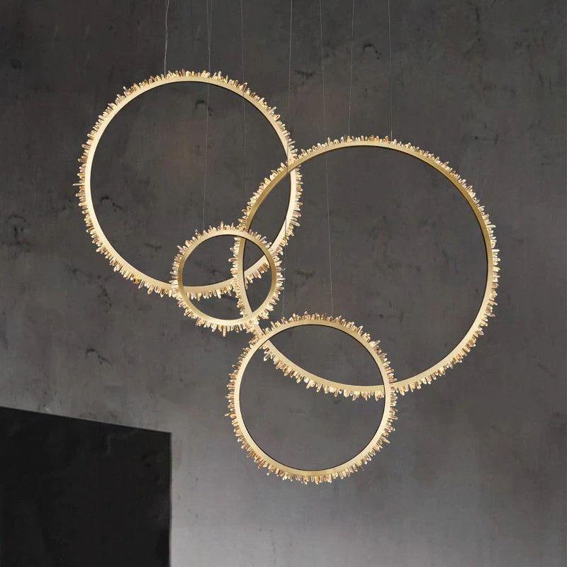 Quartz Leti multiple Round Chandlier by Bling Lighting Studio