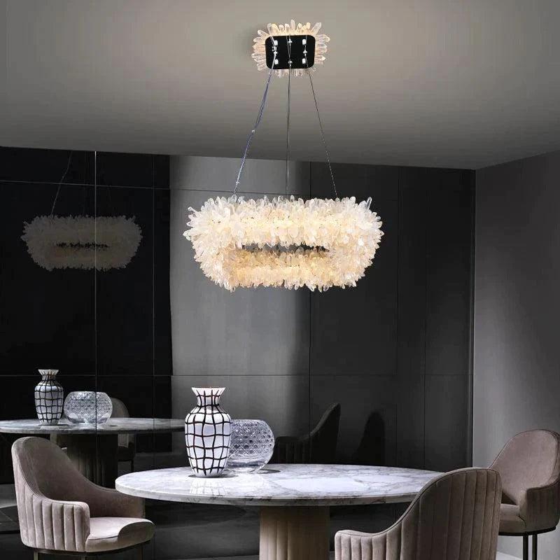 Rock Quartz Crystal Square Modern Chandelier by Bling Lighting Studio