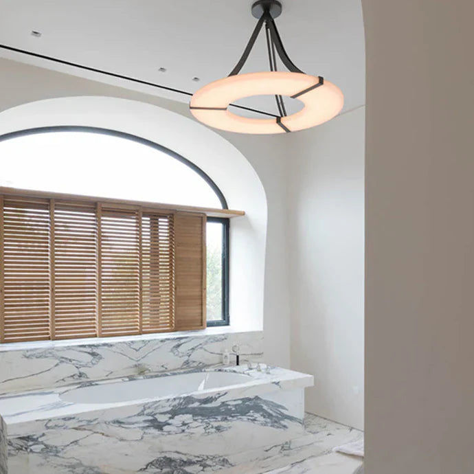 Modern Round Alabaster Chandelier by Bling Lighting Studio