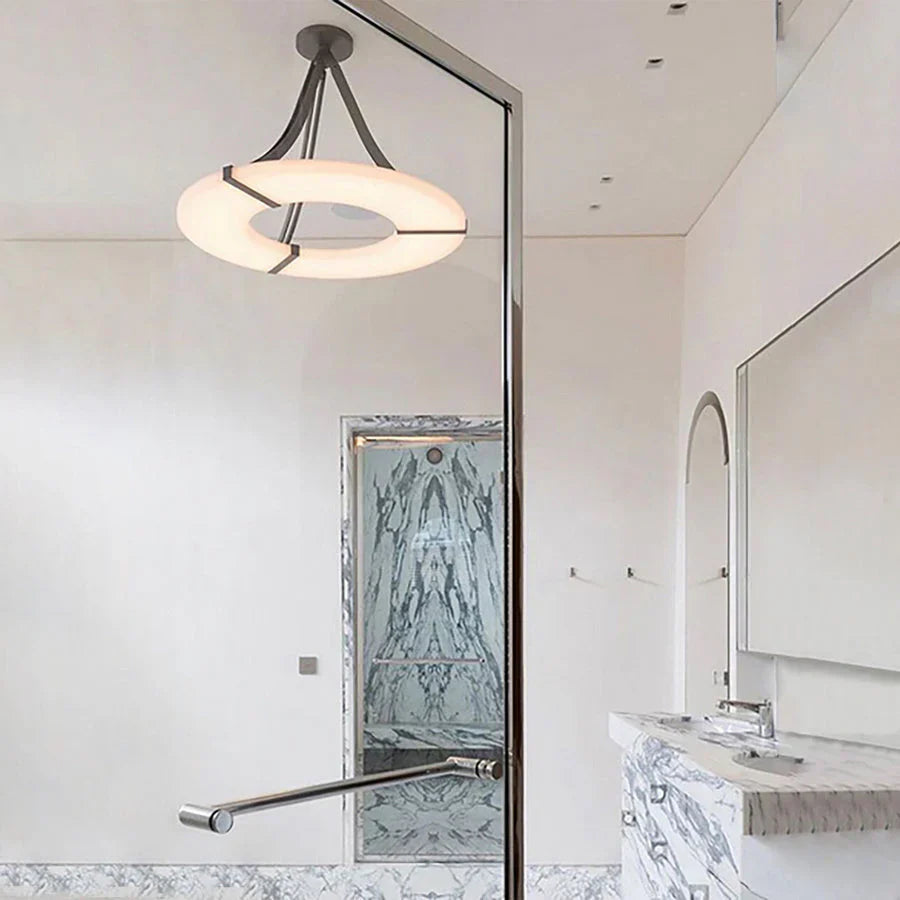 Modern Round Alabaster Chandelier by Bling Lighting Studio