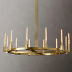 Round Brass Linear Chandelier