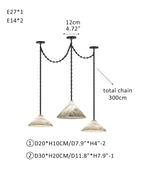 Medium 12" Conical Pendant White Alabaster Shade with Adjustable Chain for living room
