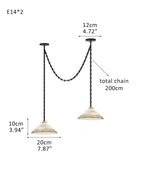 Medium 12" Conical Pendant White Alabaster Shade with Adjustable Chain for living room