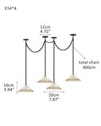 Medium 12" Conical Pendant White Alabaster Shade with Adjustable Chain for living room