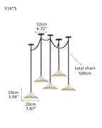 Medium 12" Conical Pendant White Alabaster Shade with Adjustable Chain for living room