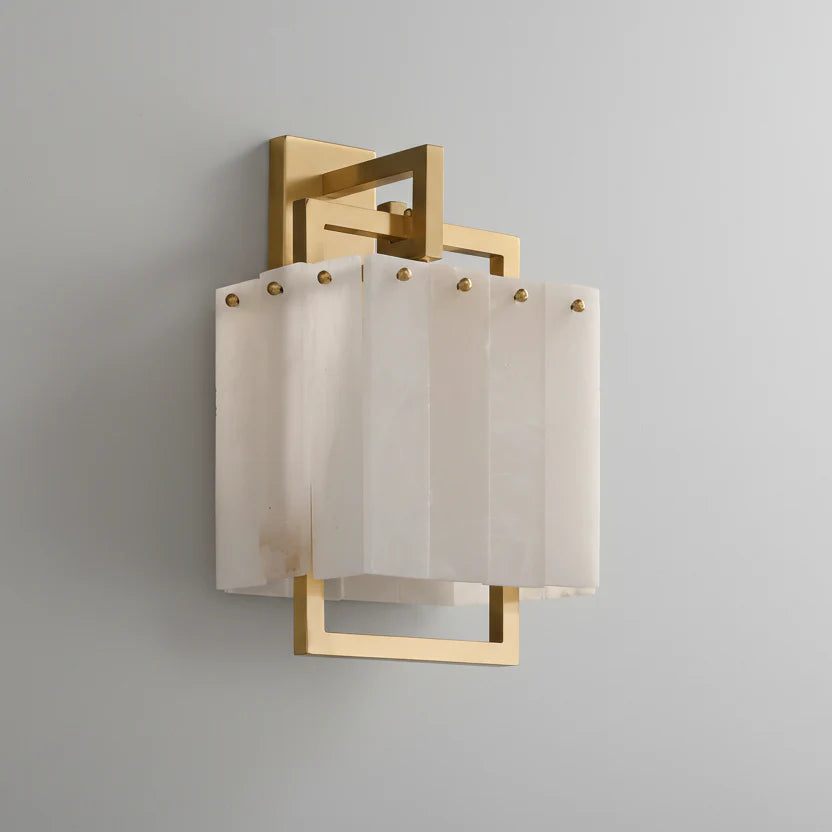 Stuart Modern Alabaster & Copper Wall Sconce material and finish detail