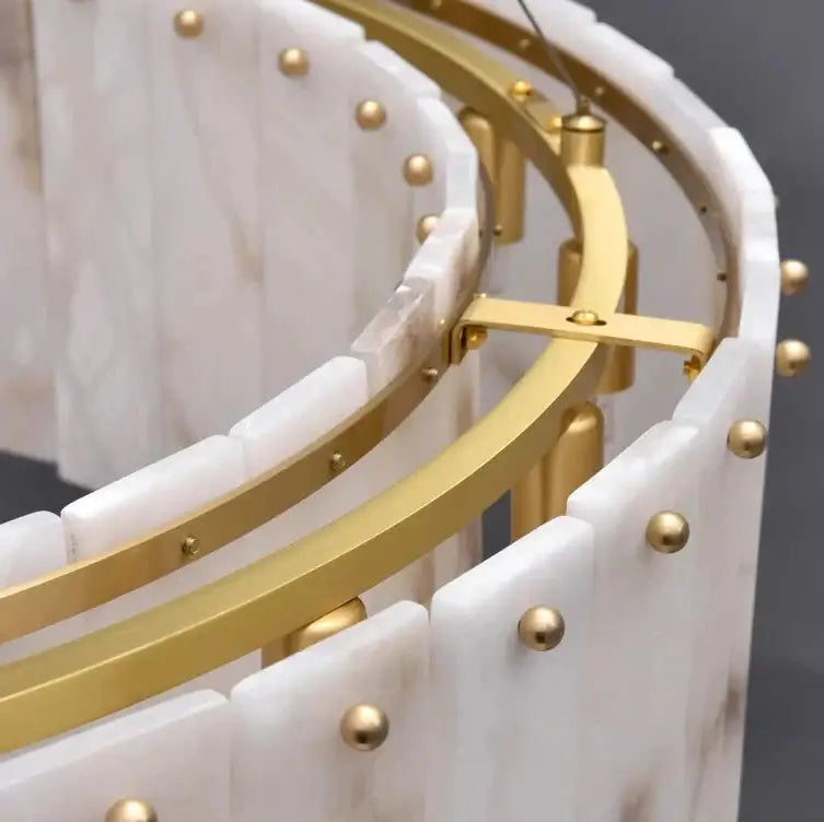 Oakley Layered Alabaster Chandelier - 31" material and finish detail