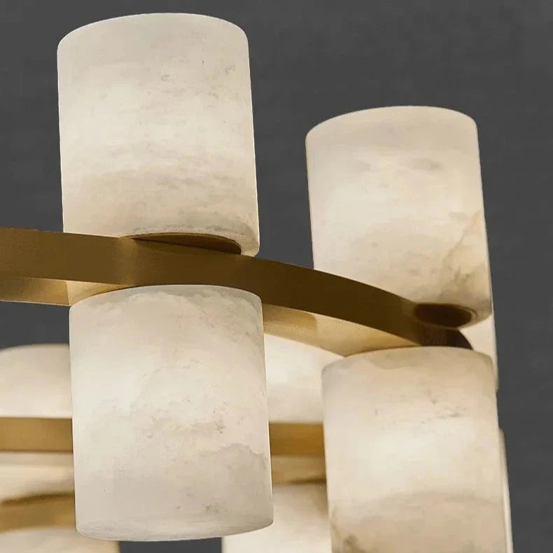 Lunara Linear Alabaster Chandelier material and finish detail