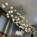 Modern Brass Branch Ceramics Flower Chandelier for Stylish Living Room Hotel and Restaurant by Bling Lighting Studio