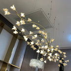 Modern Brass Branch Ceramics Flower Chandelier for Stylish Living Room Hotel and Restaurant by Bling Lighting Studio