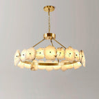 Natural Flake Alabaster Modern Round Chandelier by Bling Lighting Studio
