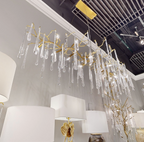 Teardrop Crystal Chandelier with Brass Branch 84" W by Bling Lighting Studio