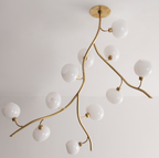 Modern Brass Branch Chandelier with Glass Globes additional product view