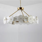 Natural Flake Alabaster Modern Round Chandelier by Bling Lighting Studio