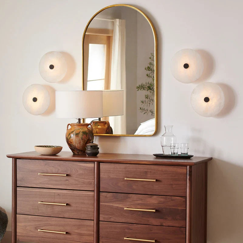 Witney Alabaster & Copper Wall Sconce by Bling Lighting Studio