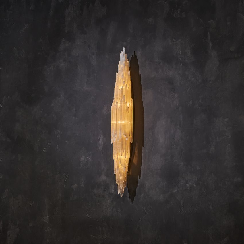 Shahida Selenite Wall Sconce for Bedrooms by Bling Lighting Studio