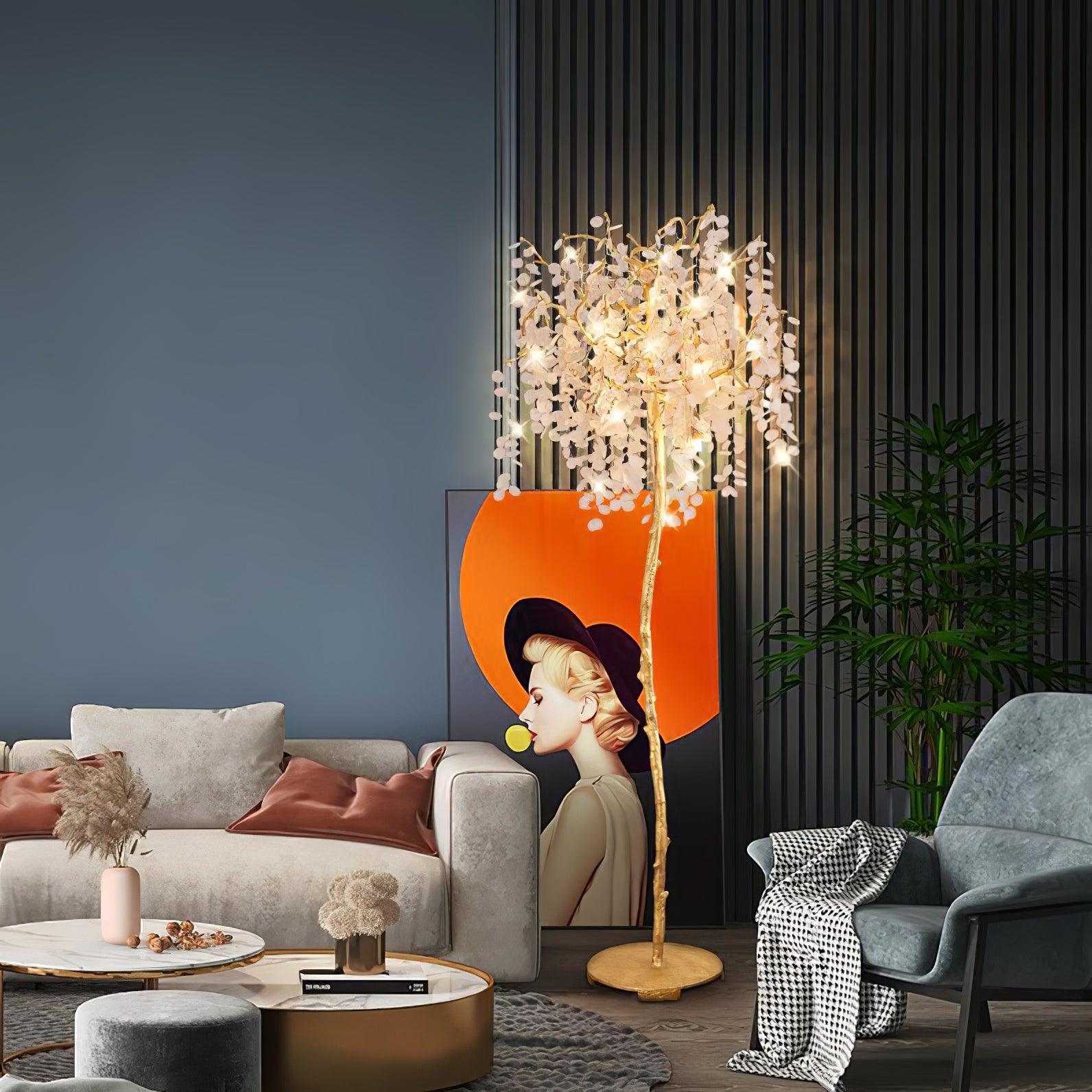Shiro Noda Branch Crystal Floor Lamp by Bling Lighting Studio